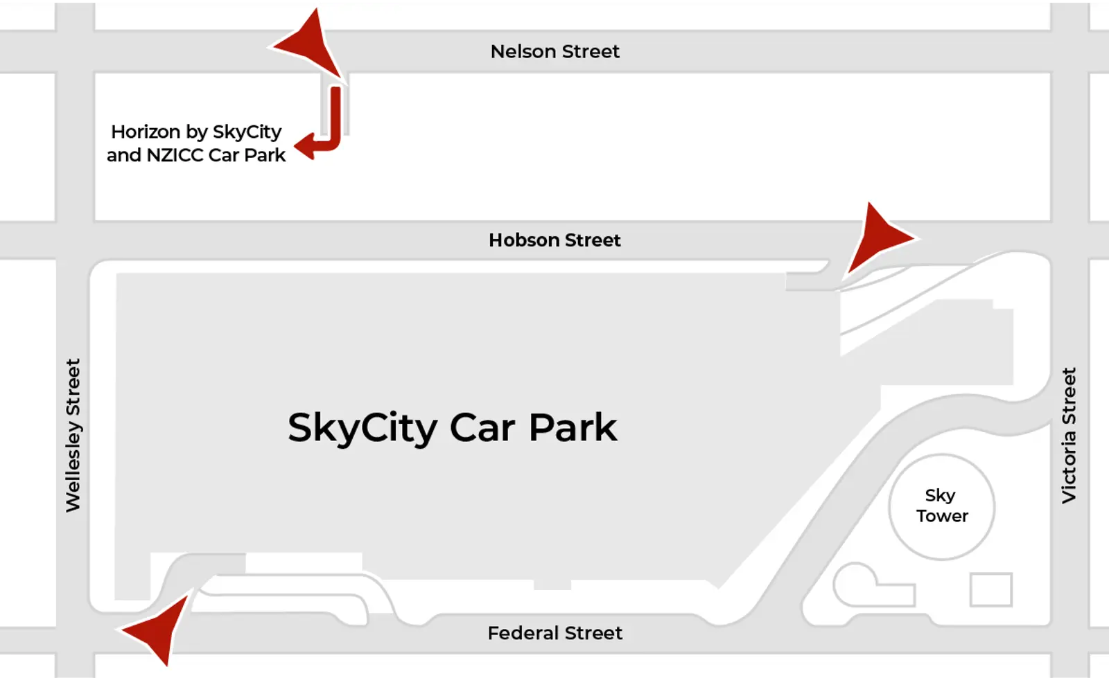 SkyCity Car Park entry map